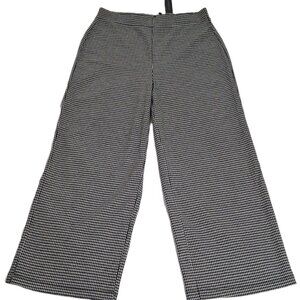 Meg&Margot Womens Wide Leg Ankle Stretch Pants Pullon Size M Houndstooth NewWT